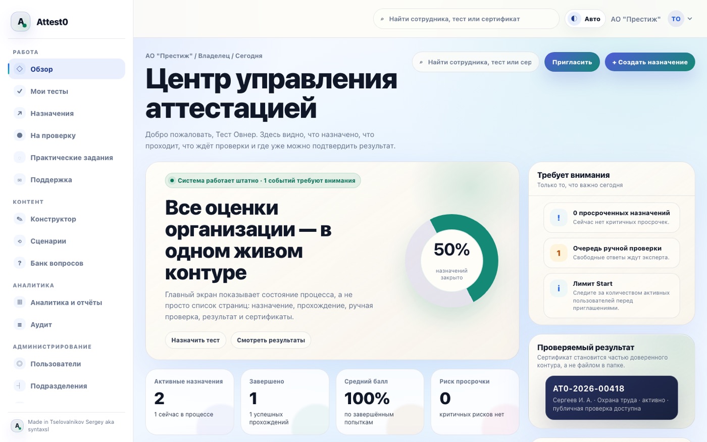 Attest0: центр управления аттестацией